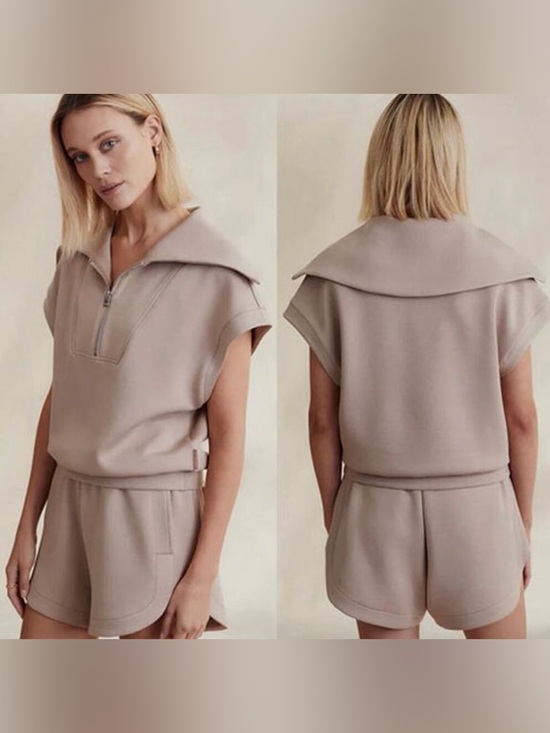 Varley Tops - Varley Taupe Top- Zip Collar Top size medium